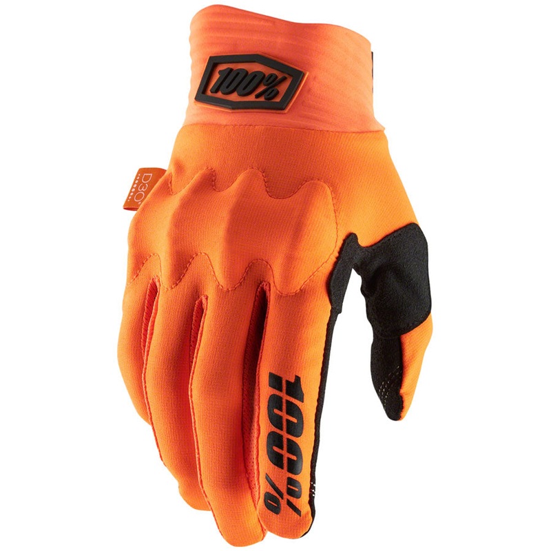 100% Cognito Gloves - Flourescent Orange/Black Full Finger Mens Small