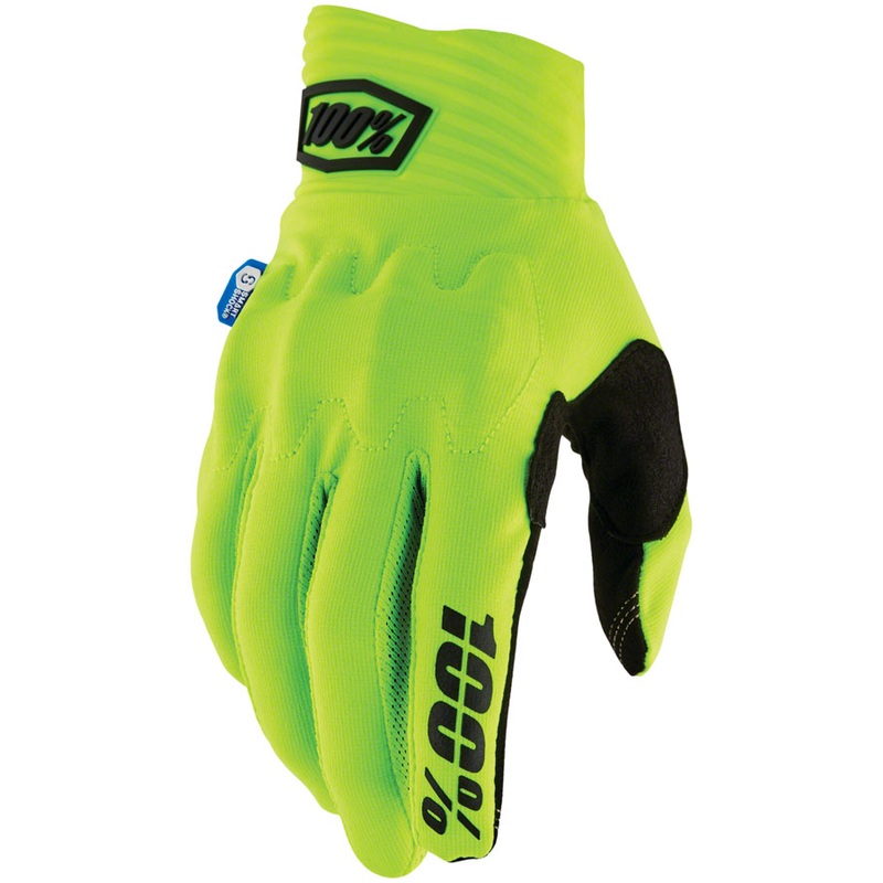 100% Cognito Smart Shock Gloves - Flourescent Yellow Full Finger Small