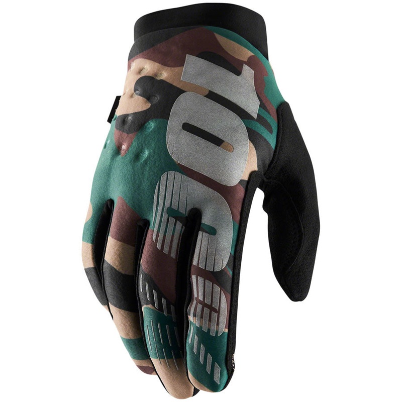 100% Brisker Gloves - Camo/Black Full Finger Mens Small