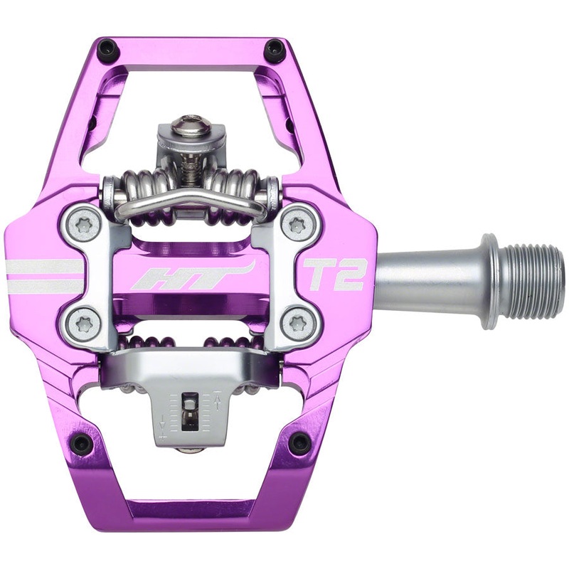 HT Components T2 Pedals - Dual Sided Clipless Platform Aluminum 9/16" Purple