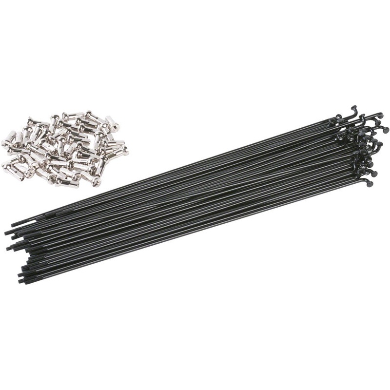 Odyssey HGS Spokes - Stainless Straight 14g 188mm BLK Box of 40 Includes Nipples