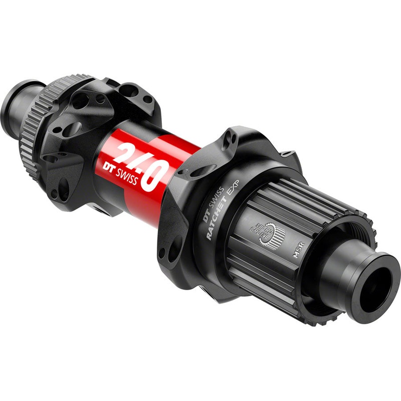 DT Swiss 240 EXP Rear Hub - 12 x 142mm Center-Lock Micro Spline BLK/Red 24H 36pt Straight Pull