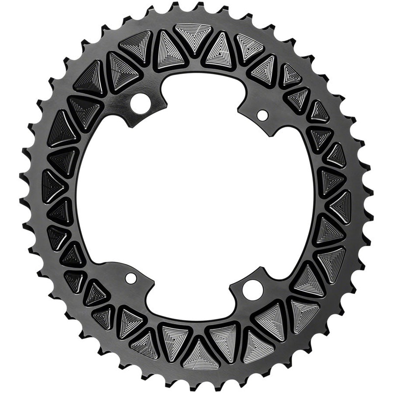 absoluteBLACK Premium Sub-Compact Oval 110 BCD Road Outer Chainring - 46t 110 Shimano Asymmetric BCD 4-Bolt BLK