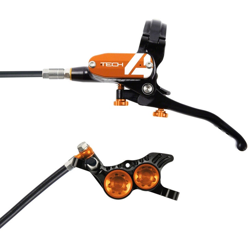 Hope Tech 4 V4 Disc Brake and Lever Set - Front Hydraulic Post Mount Orange