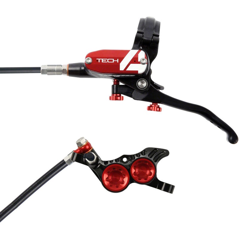 Hope Tech 4 V4 Disc Brake and Lever Set - Front Hydraulic Post Mount Red
