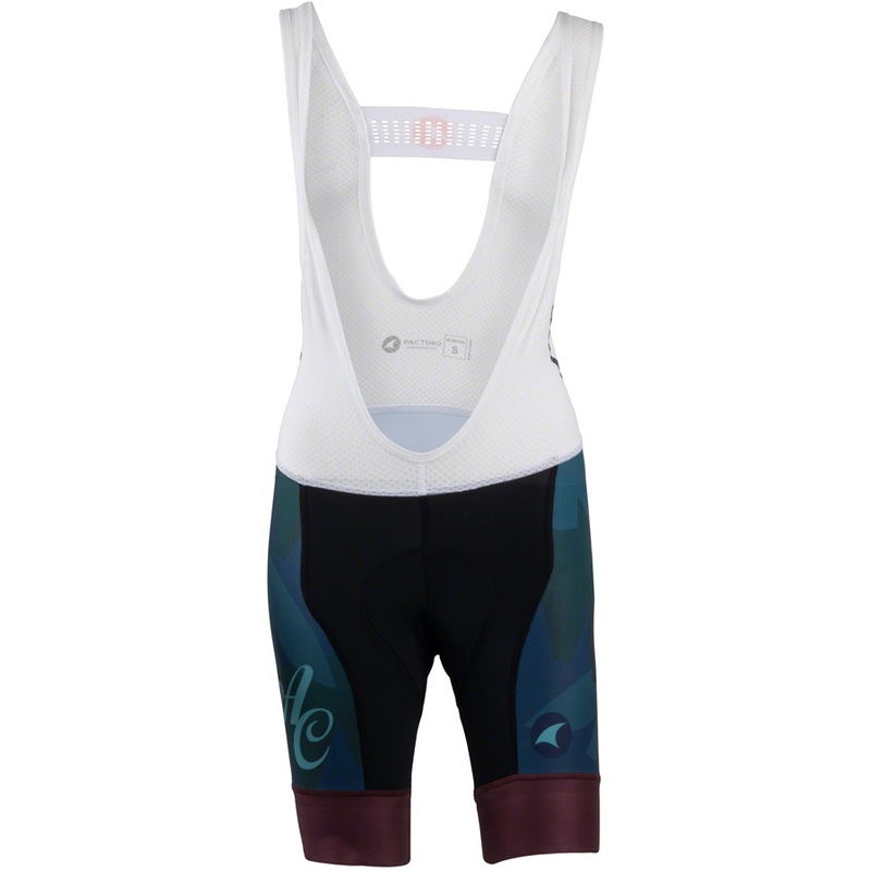 All-City Night Claw Womens Bib Short - BLK Dark Teal Spruce Green Mulberry Small