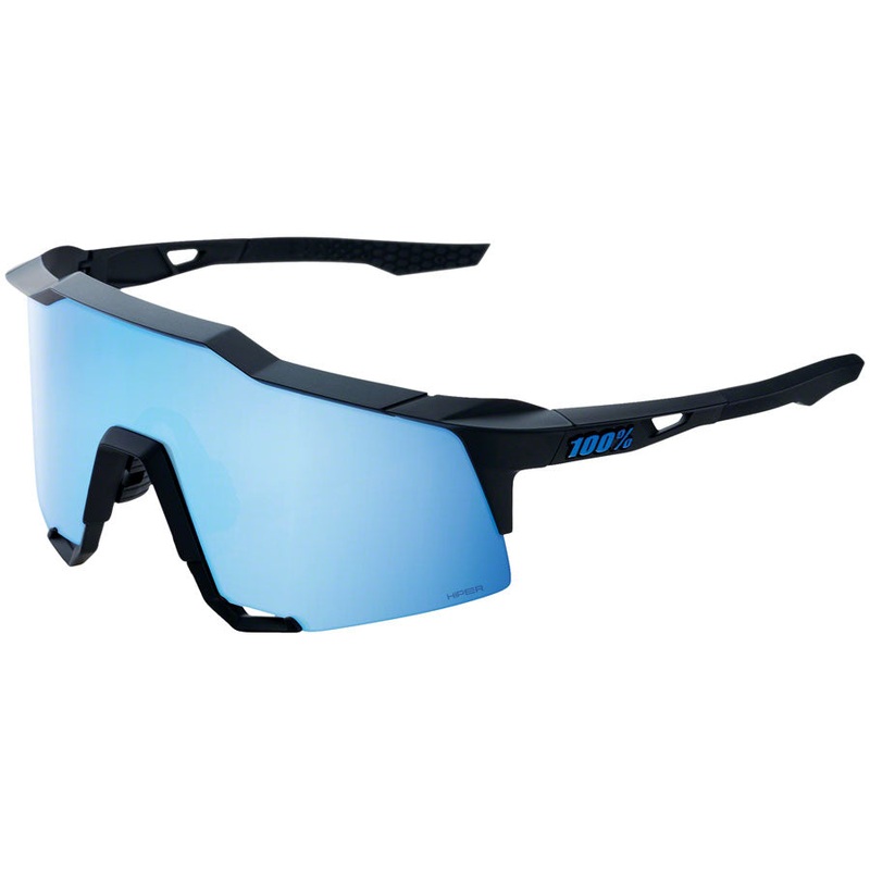 100% Speedcraft Sunglasses - Matte Black HiPER Blue Multilayer Mirror Lens