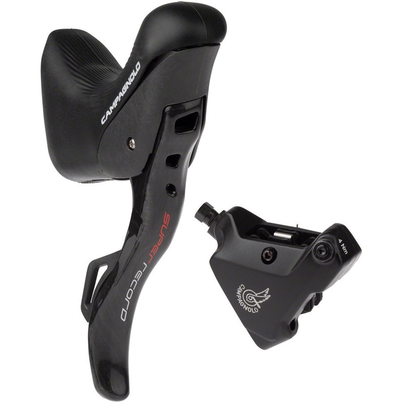 Campagnolo Super Record Ergopower EPS Hydraulic Brake/Shift Lever Disc Caliper - Right/Rear 12-Speed 140mm Flat Mount Caliper BLK