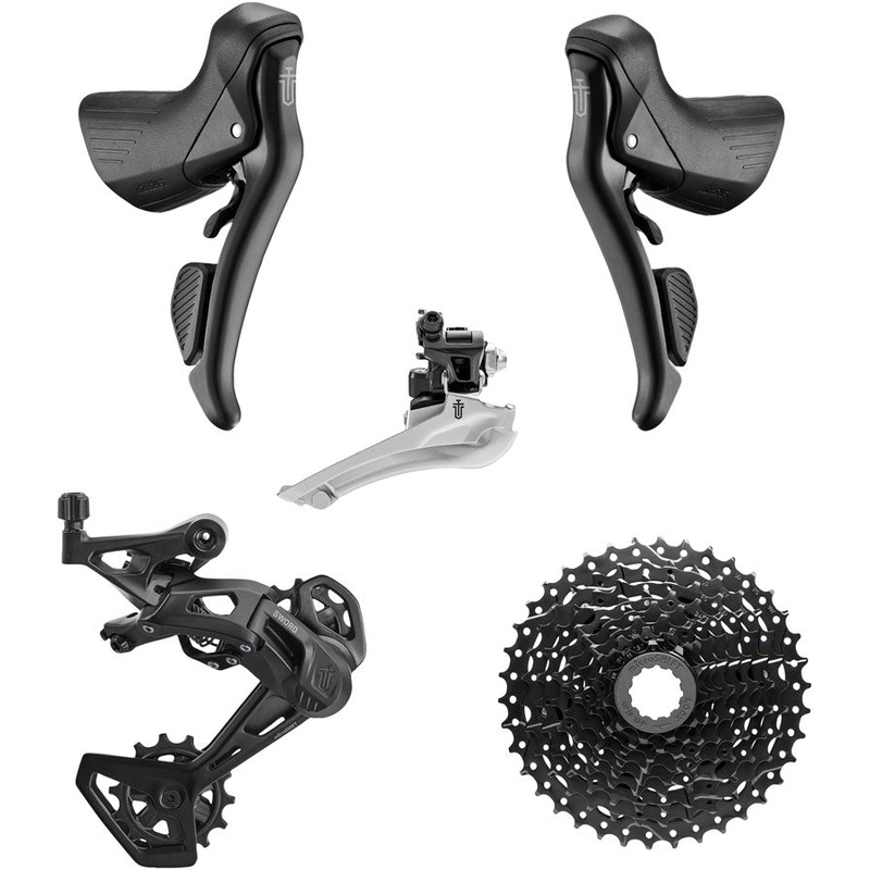 microSHIFT Sword BLK 2x9-Speed Groupset - Includes Brake/Shifters Front Derailler Braze-On Rear Derailleur Long Cage 11-38t Cassette