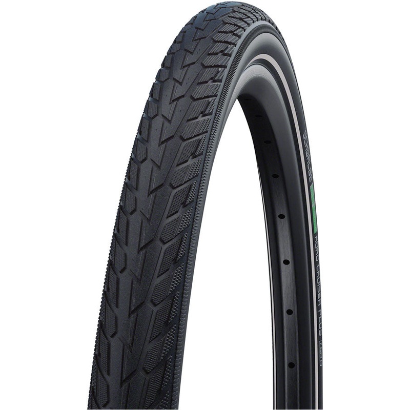 Schwalbe Road Cruiser Plus Tire - 700 x 40 Clincher Wire BLK/Reflective Active Green Compound PunctureGuard