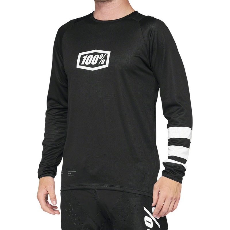 100% R-Core Jersey - Black/White Long Sleeve Mens Small