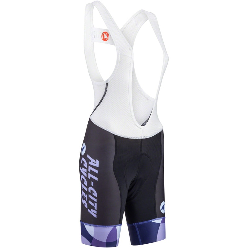 All-City Dot Game Womens Bib Short - BLK Dark Purple Purple Lavender Lite Blue X-Large