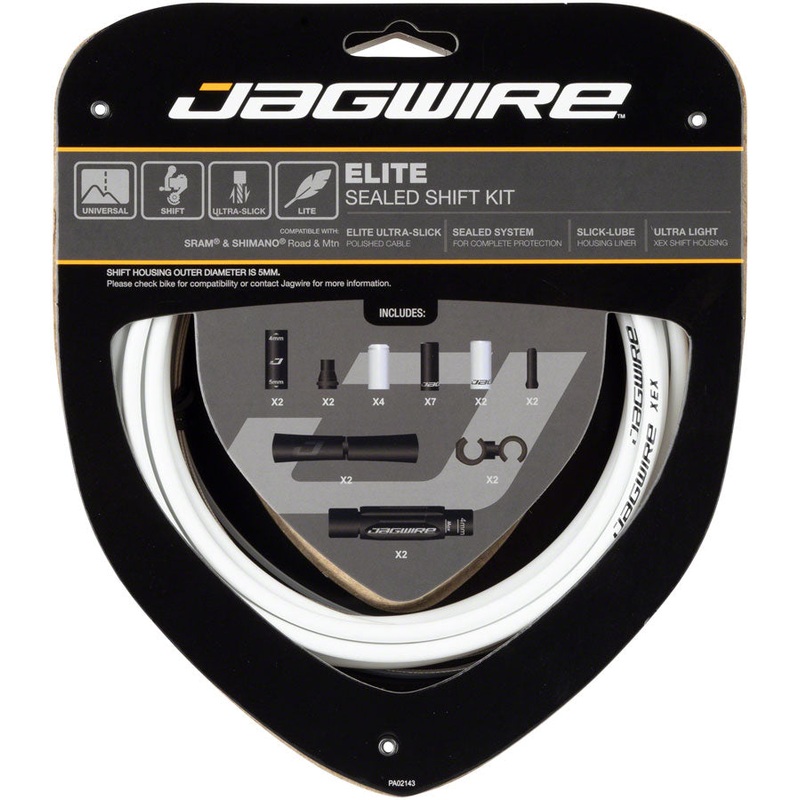 Jagwire Elite Sealed Shift Cable Kit - SRAM/Shimano Ultra-Slick Uncoated Cables White