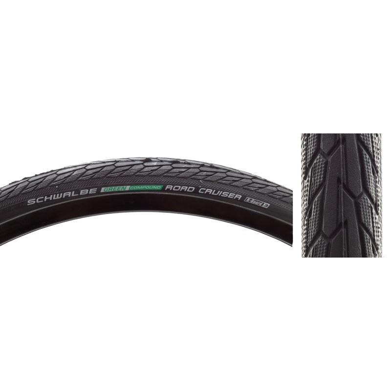 Schwalbe Road Cruiser Tire - 700 x 32 Clincher Wire Black K-Guard Green