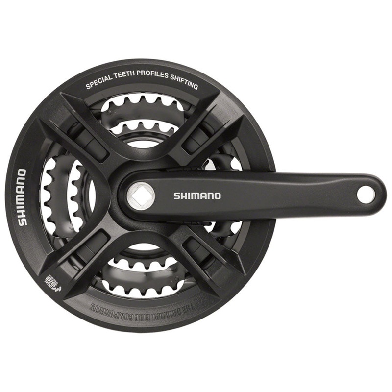 Shimano Altus FC-M311 Crankset - 170mm 7/8-Speed 42/32/22t Riveted Square Taper JIS Spindle Interface BLK With Chainguard