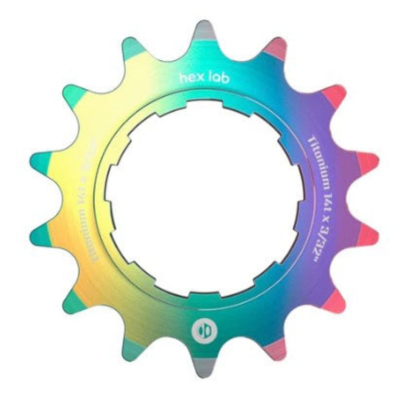 BOX Hex Lab 3/32" CNC Titanium Cog Rainbow - 14t