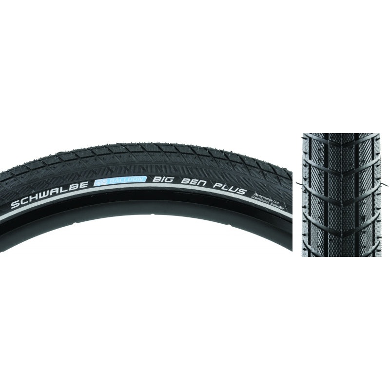 Schwalbe Big Ben Plus Tire - 700 x 50 Clincher Wire BLK/Reflective Performance Endurance E-50 GreenGuard DoubleDefense
