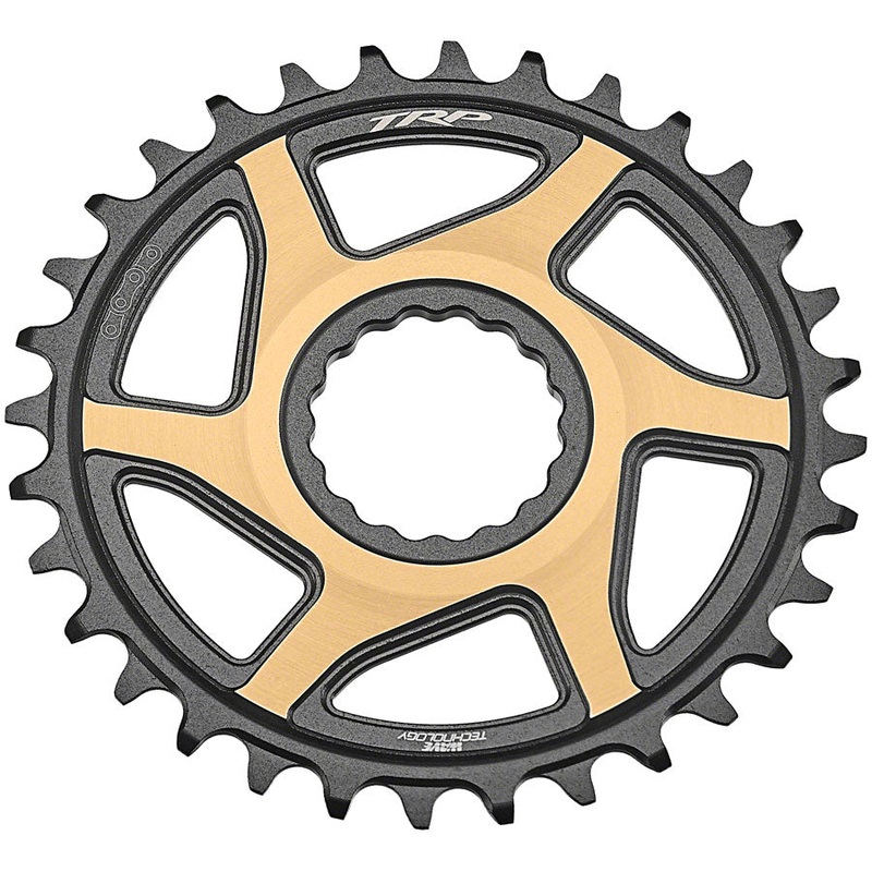 TRP CR-M9050 Boost Direct Mount Chainring - 32t 12-Speed CINCH Mount 3mm Offset 7075-T6 Aluminum Sandblasted BLK/Gold