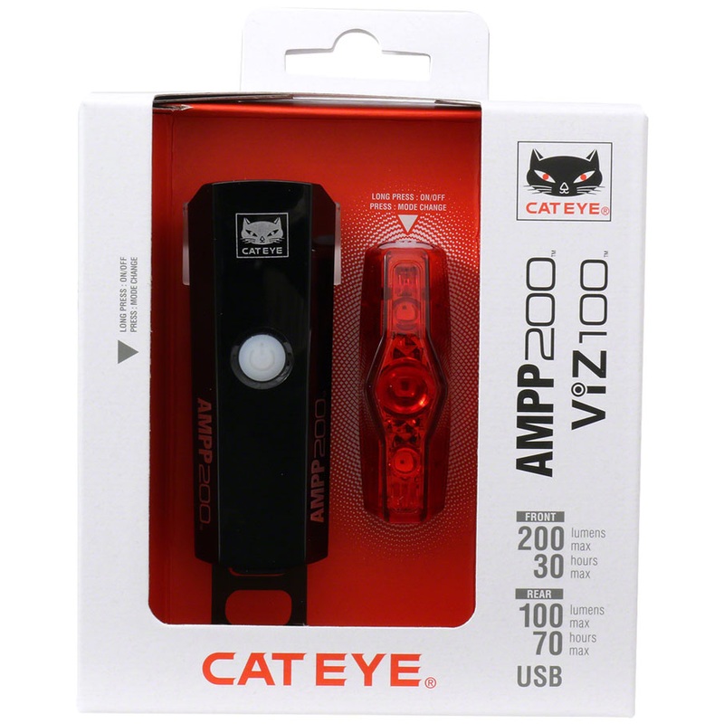 Cateye AMPP200 / VIZ100(USB-C) Headlight and Tailight Set