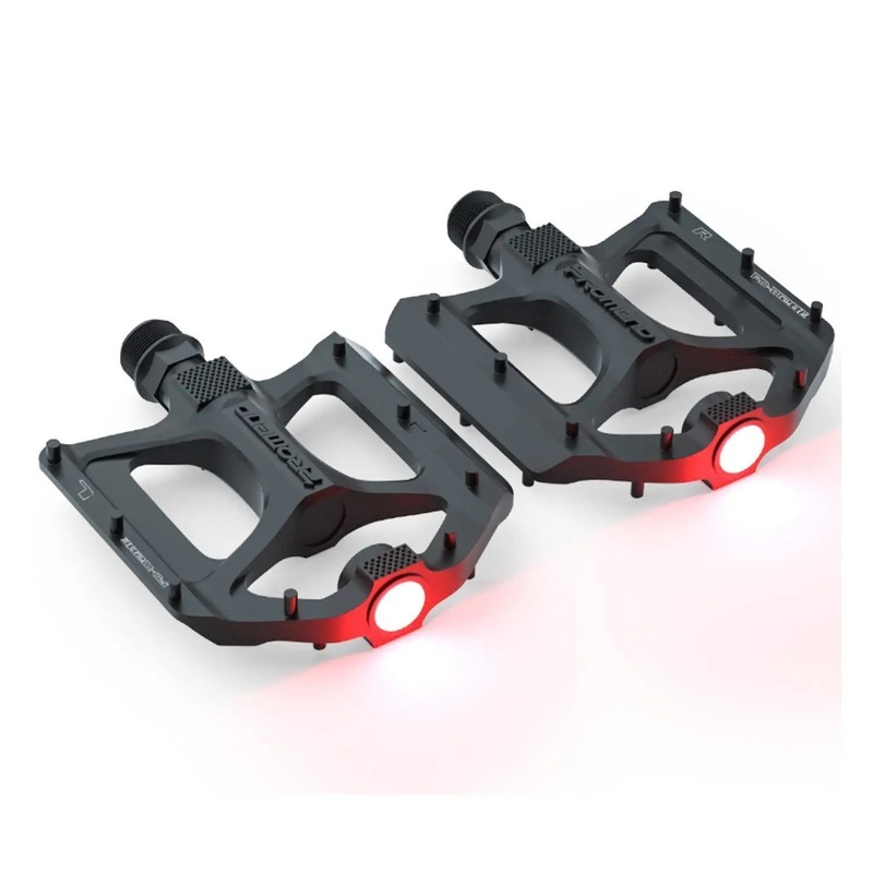 Promend Aluminium Alloy Du Bearing Lightweight Bicycle Pedals With Wide Platform, 16 Anti-Skid Pins For Road Mountain Bmx Mtb Bike (With Safety Light)