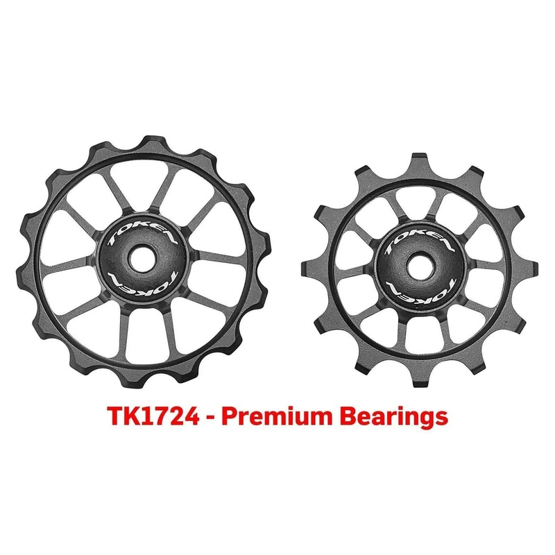 TOKEN RD PULLEY SET FOR SHIMANO/SRAM ALLOY 11 SPEED UPPER 12T LOWER 14T BLK ERD1724-BKTK
