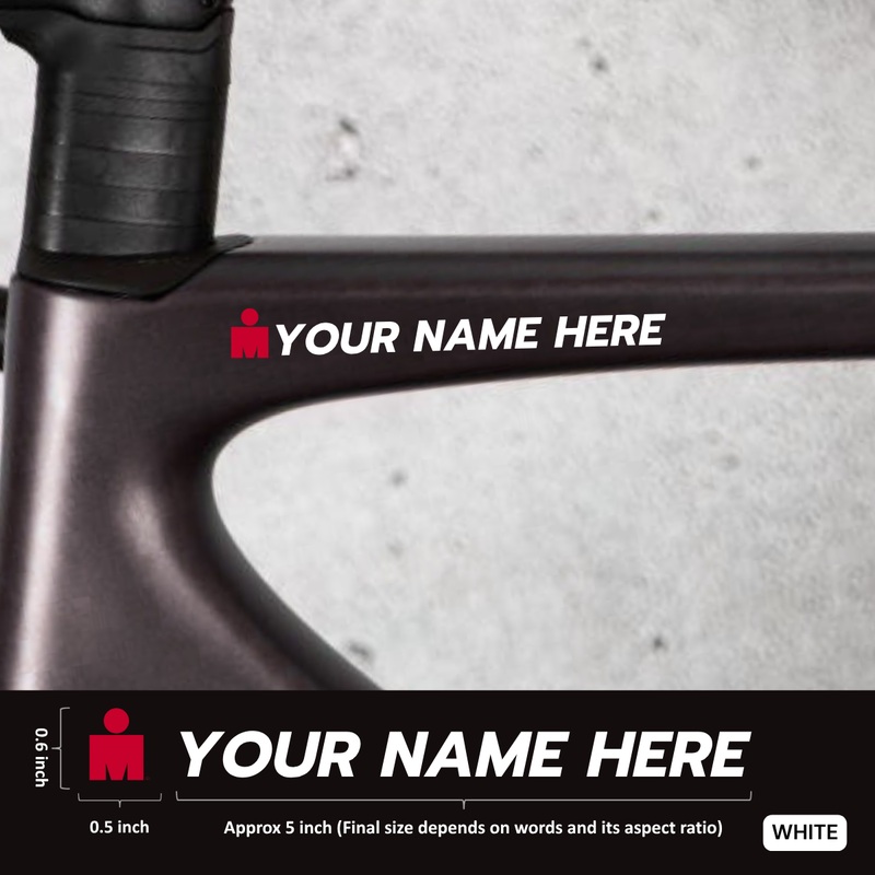 Premium Cyclist Name Sticker Decal with Iron-Man Logo (Set of 2) Black