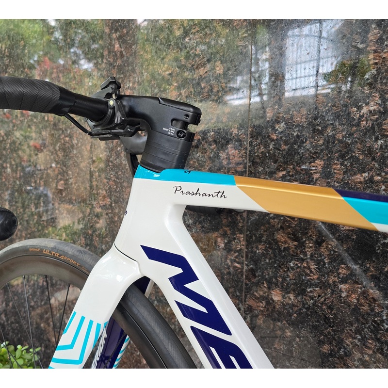 Premium Cyclist Name Sticker Decal with Indian Flag (set of 2) Style 1 Black