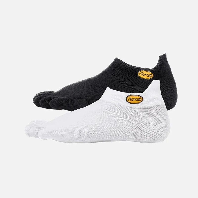 VIBRAM 5 Fingers No Show Socks - 2 Pairs White-Black L