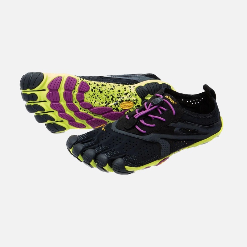 VIBRAM V-Run Barefoot 5 Fingers Women's Running Footwear Black/Yellow/Purple UK4-4.5/US6-6.5/EU35