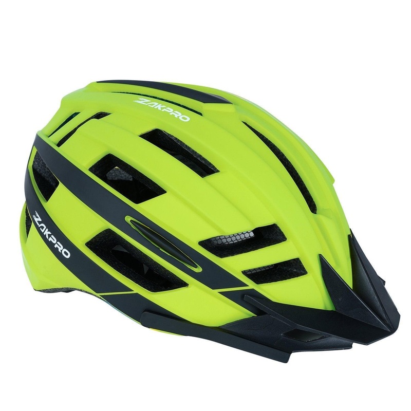 ZAKPRO MTB Inmold Cycling Helmet with rear LED flicker lights  Uphill series (Fluorescent Green) M