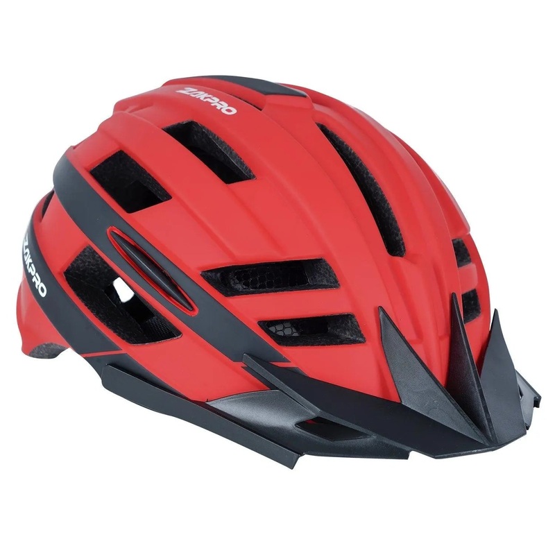ZAKPRO MTB Inmold Cycling Helmet with rear LED flicker lights  Uphill series (Red) M