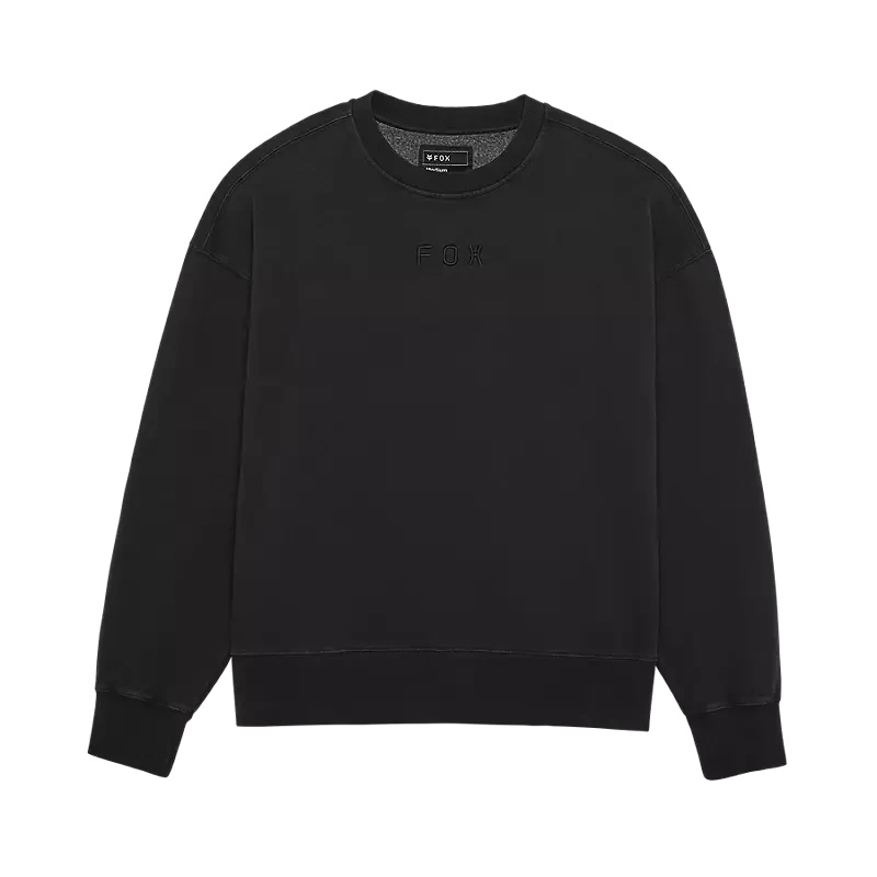 Fox Wordmark Oversized Fleece Crew Black S