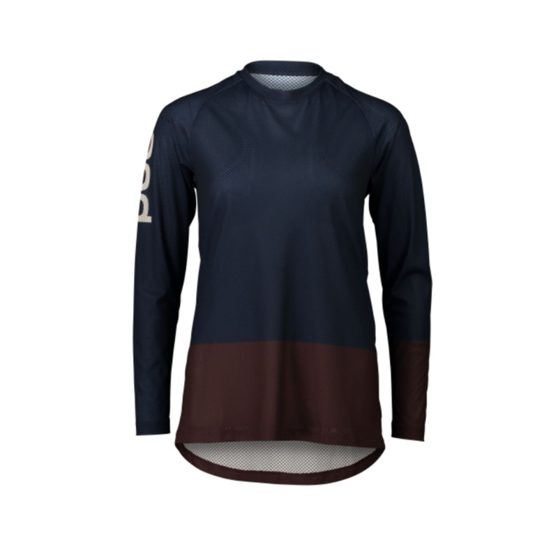 POC Pure LS Women's MTB Jersey Turmaline Navy/Axinite Brown S