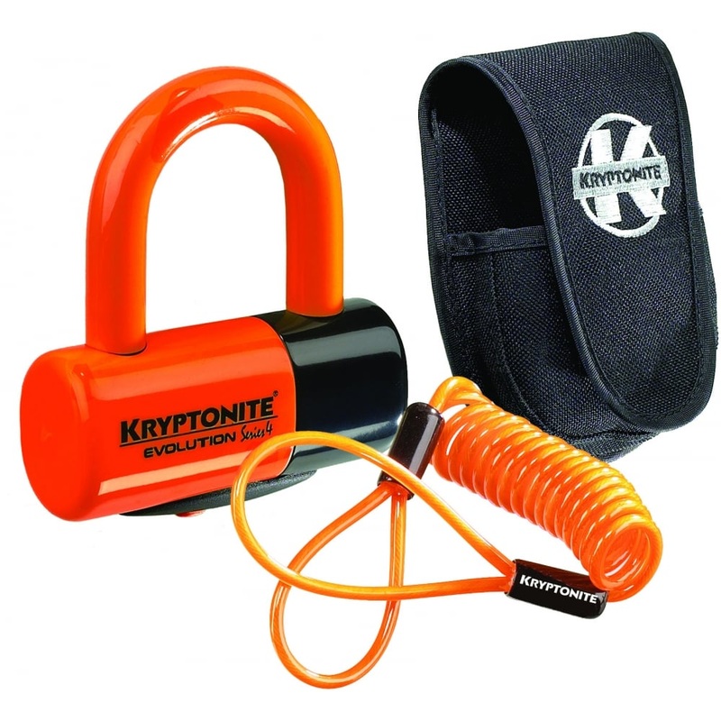Kryptonite Evolution Series 4 Disc Lock - Premium Pack Pouch and Reminder Cable - Orange