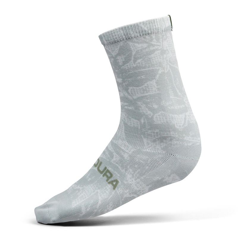 Endura Grid Floral Ltd Print Sock Mains Grey L-XL