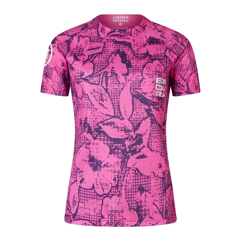 Endura Grid Floral Women's Ltd Printed S/S Tee Pink Pop XS
