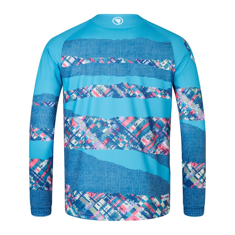 Endura Patchwork Ltd Printed L/S Tee Barra Blue XXL
