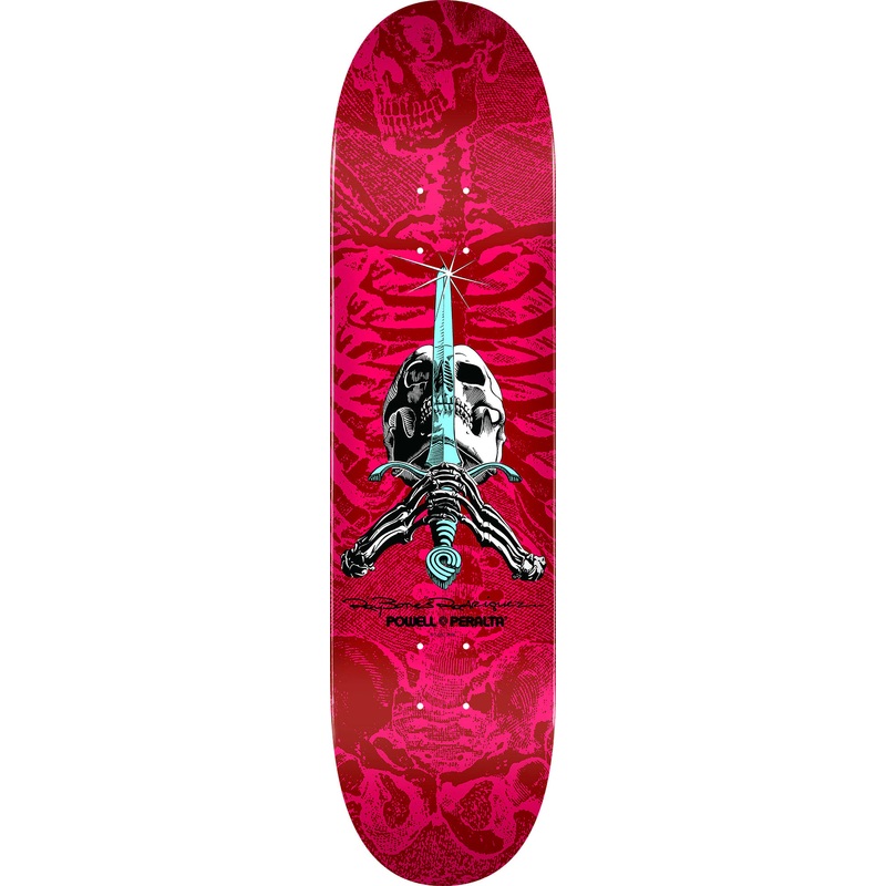 POWELL PERALTA Skull & Sword 8" Pink Green