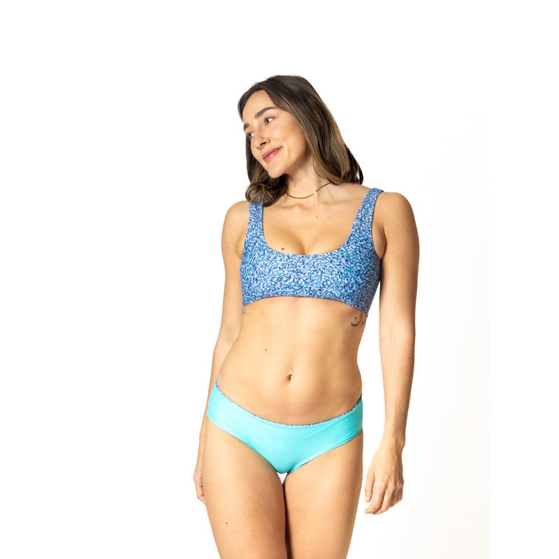 Sensi Swim Amanda Reversible Moderate Bikini Bottom Kaleidoscope/Seaglass XS