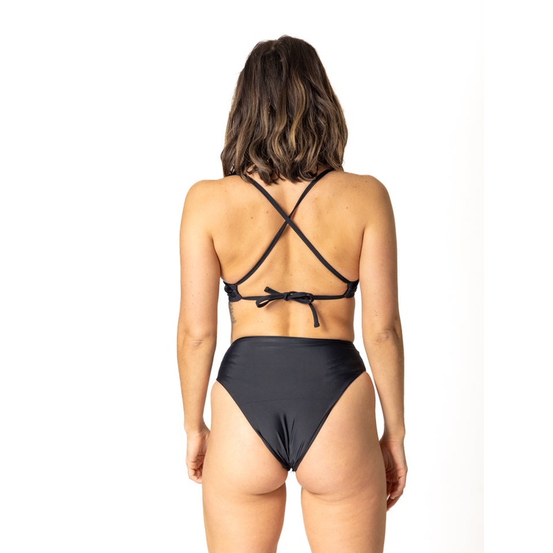 Sensi Swim Nika French Cut High Waisted Bikini Bottom Black XS