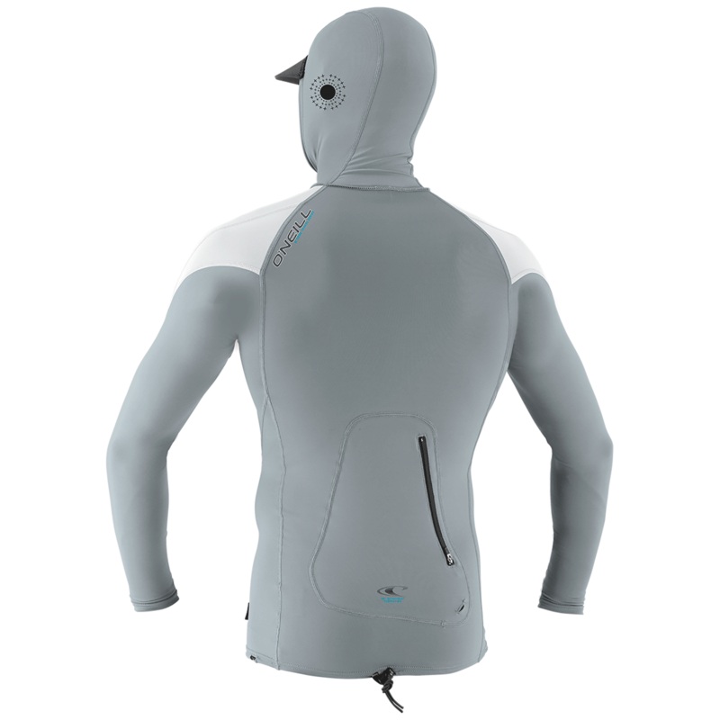 O'Neill Premium O'Zone L/S Rash Guard W/Hood Coolgry/Wht/Wht L