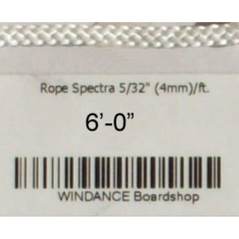 Rope White Spectra 5/32" (4mm) Downhaul Line 6ft Precut